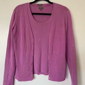 ❌SOLD❌Ann Taylor Pink Silk Sweater Cardigan Set Small